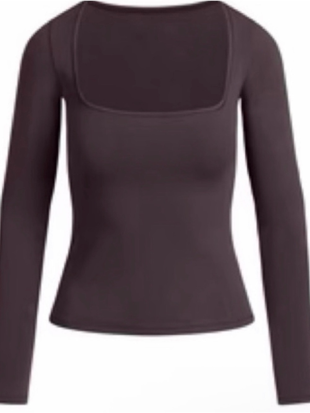 SKIMS Cotton Jersey Scoop Neck Long Sleeve Top Iron  Medium M NWT - Picture 2 of 5